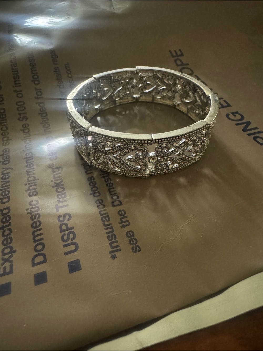 Vintage-Inspired Silver Crystal Bangle Bracelet